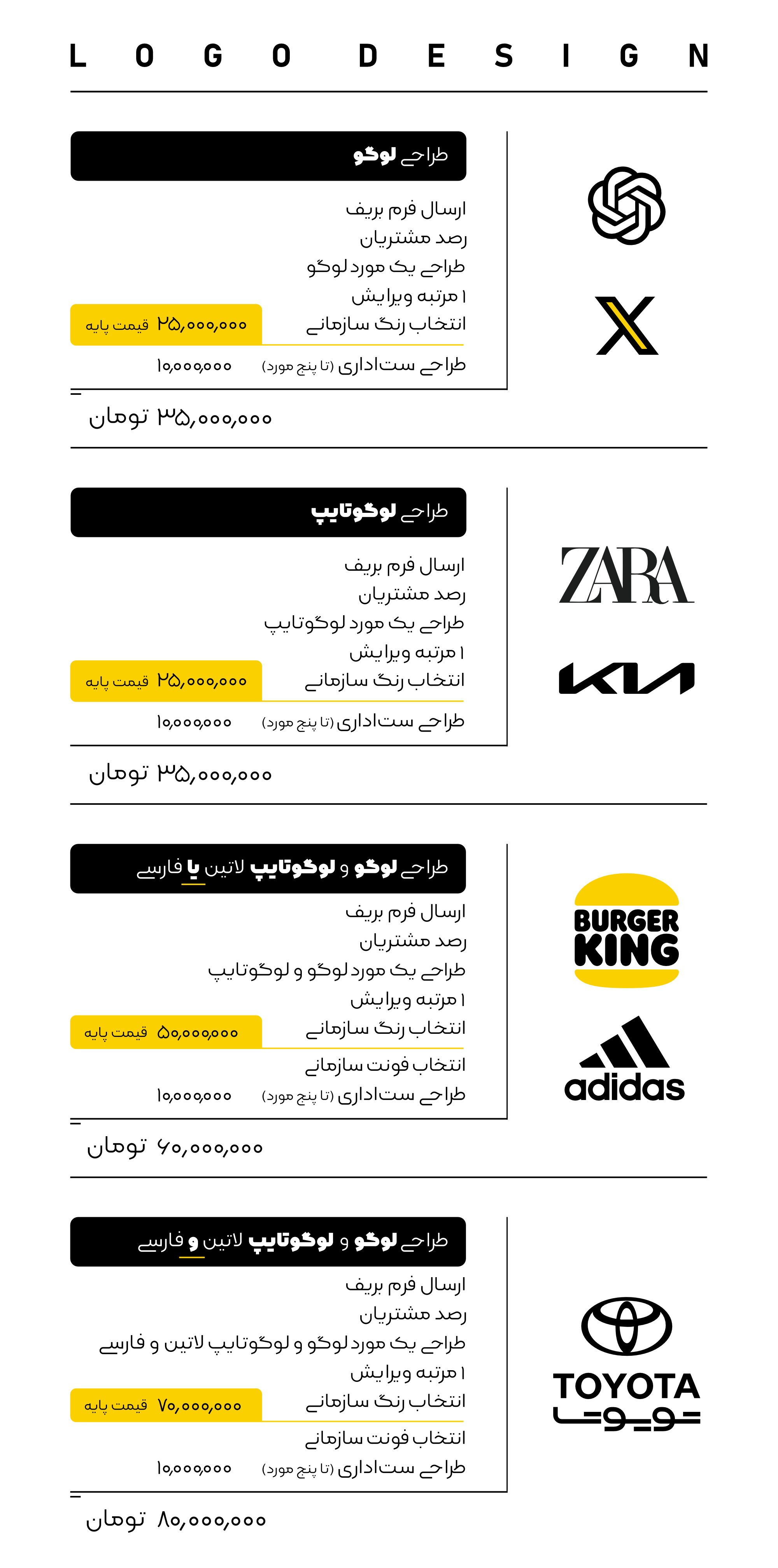 تعرفه طراحی لوگو و لوگوتایپ